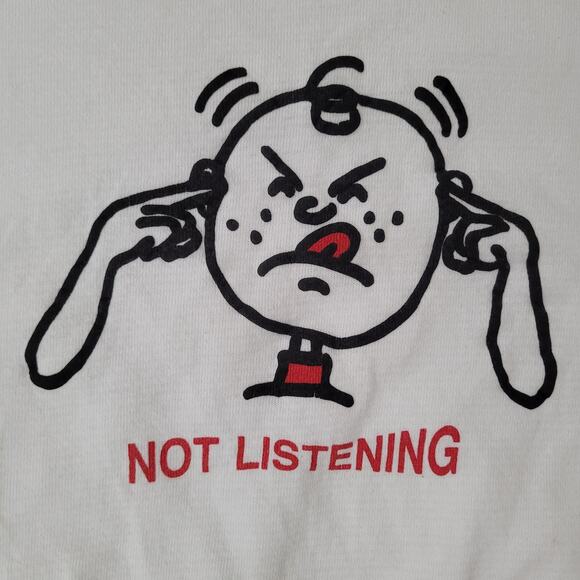 Vintage Funny Not-Listening Sweatshirt XL 24x22 Cropped Made In USA - Picture 3 of 14